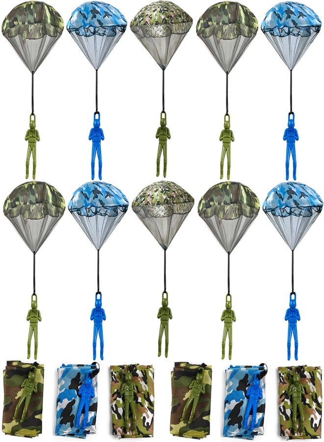ROYHOO 15PCS Army Camo Parachute Toys for Kids Hand Throwing Outdoor Games, Army Men Action Figures Tangle Free Throwing Parachute Outside Toys Gifts for Kid Ages 3-16 - Image 1